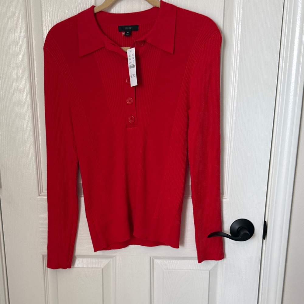 J. Crew Women's Vibrant Red Button
